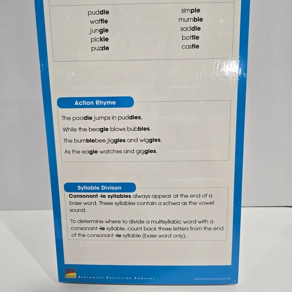 ENGLISH Sound Spelling Cards Consonant -le Syllables Homeschool Education